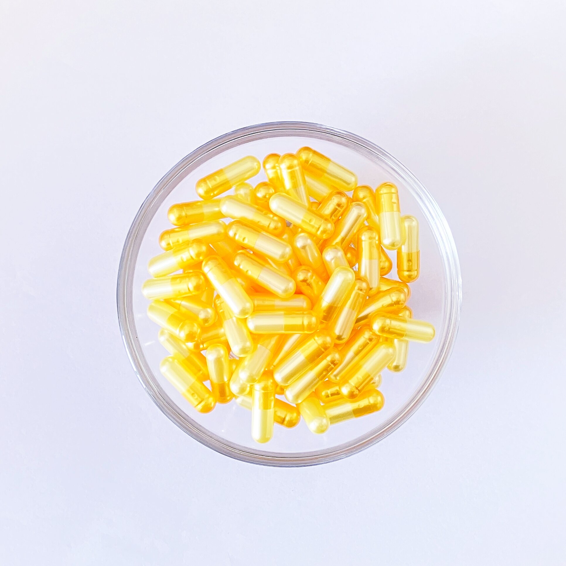 Size 0 Gold/Pale yellow Pearl Gelatin Empty Hard Capsule