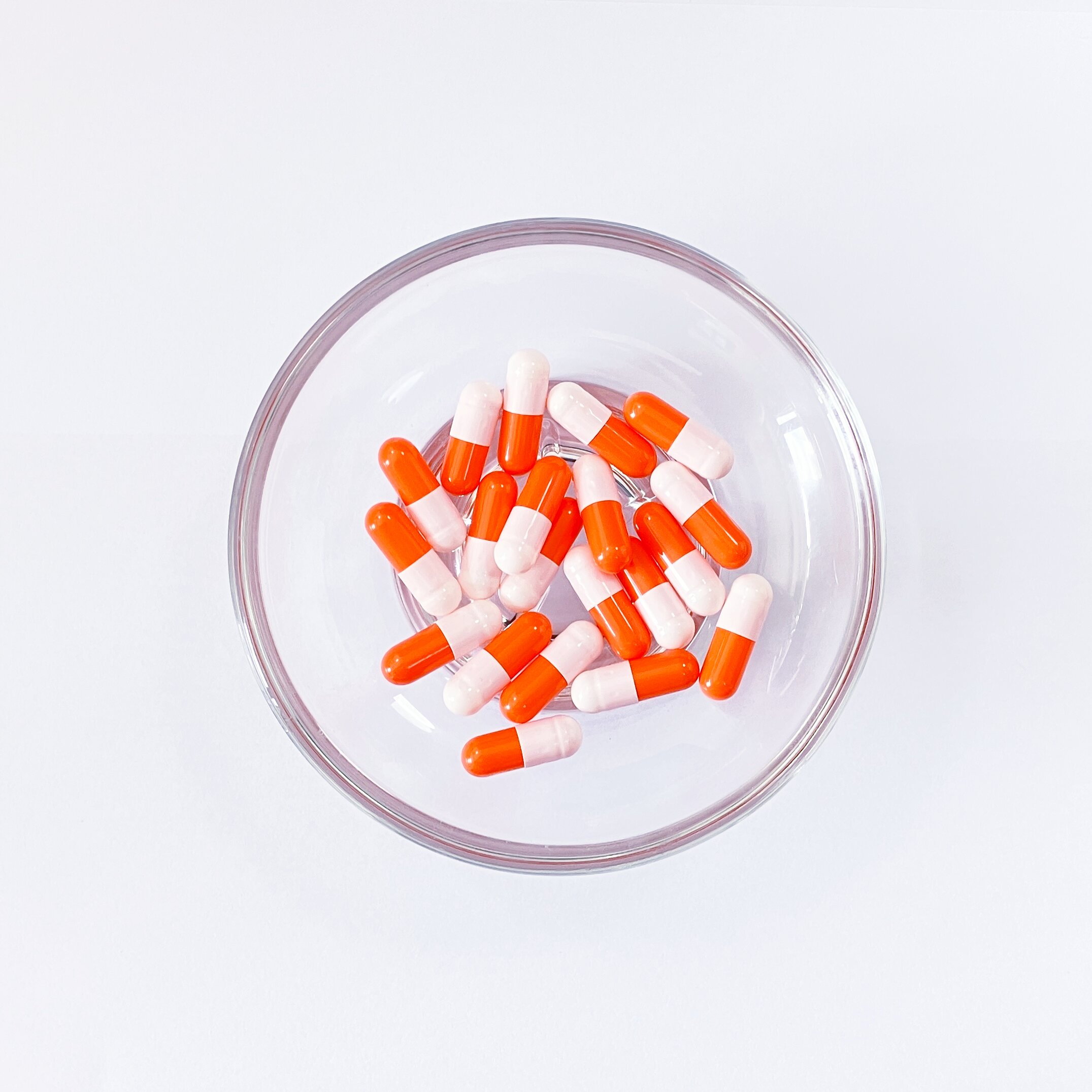 Size 0 White/Orange Gelatin Empty Hard Capsule