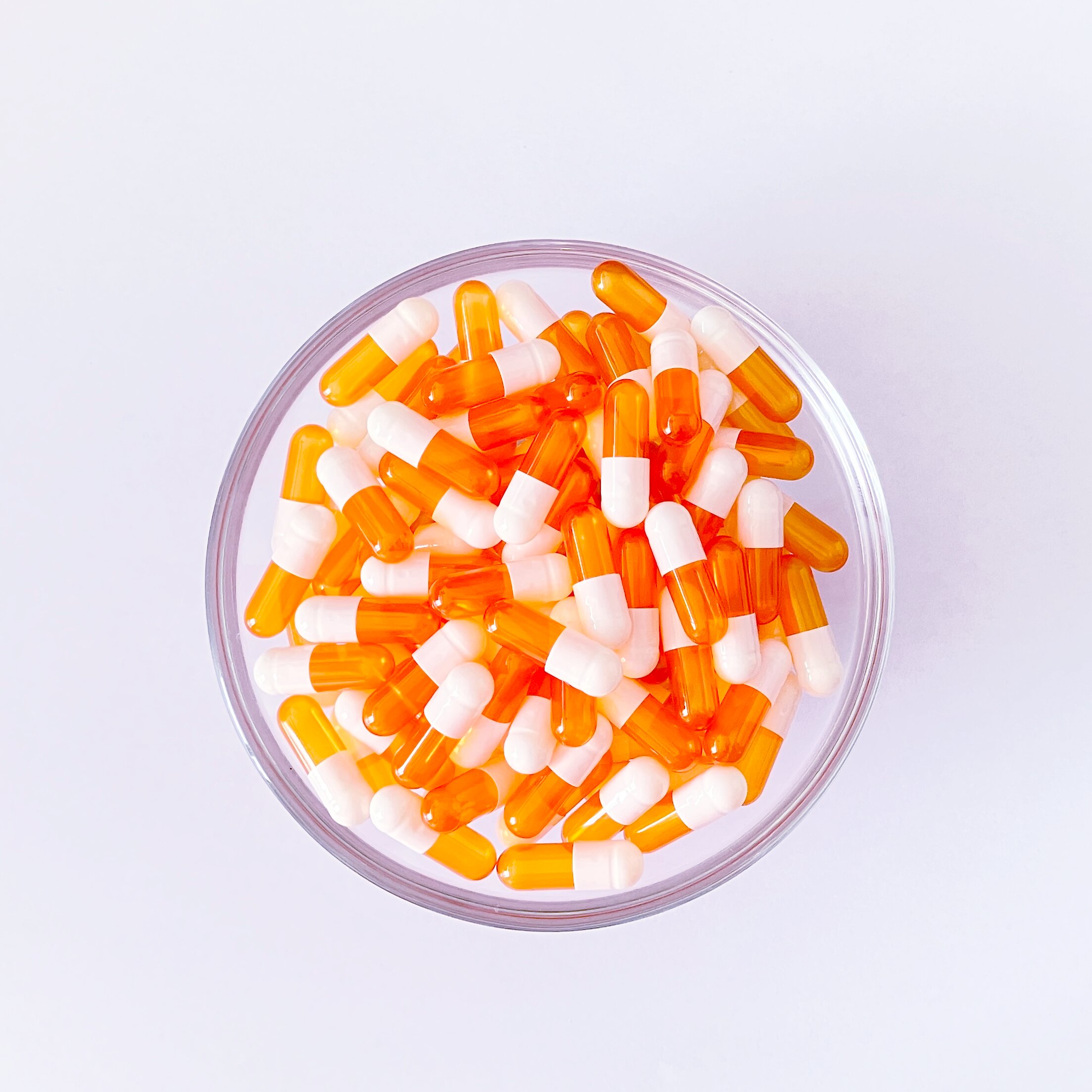 Size 0 White/Orange transparent Gelatin Empty Hard Capsule
