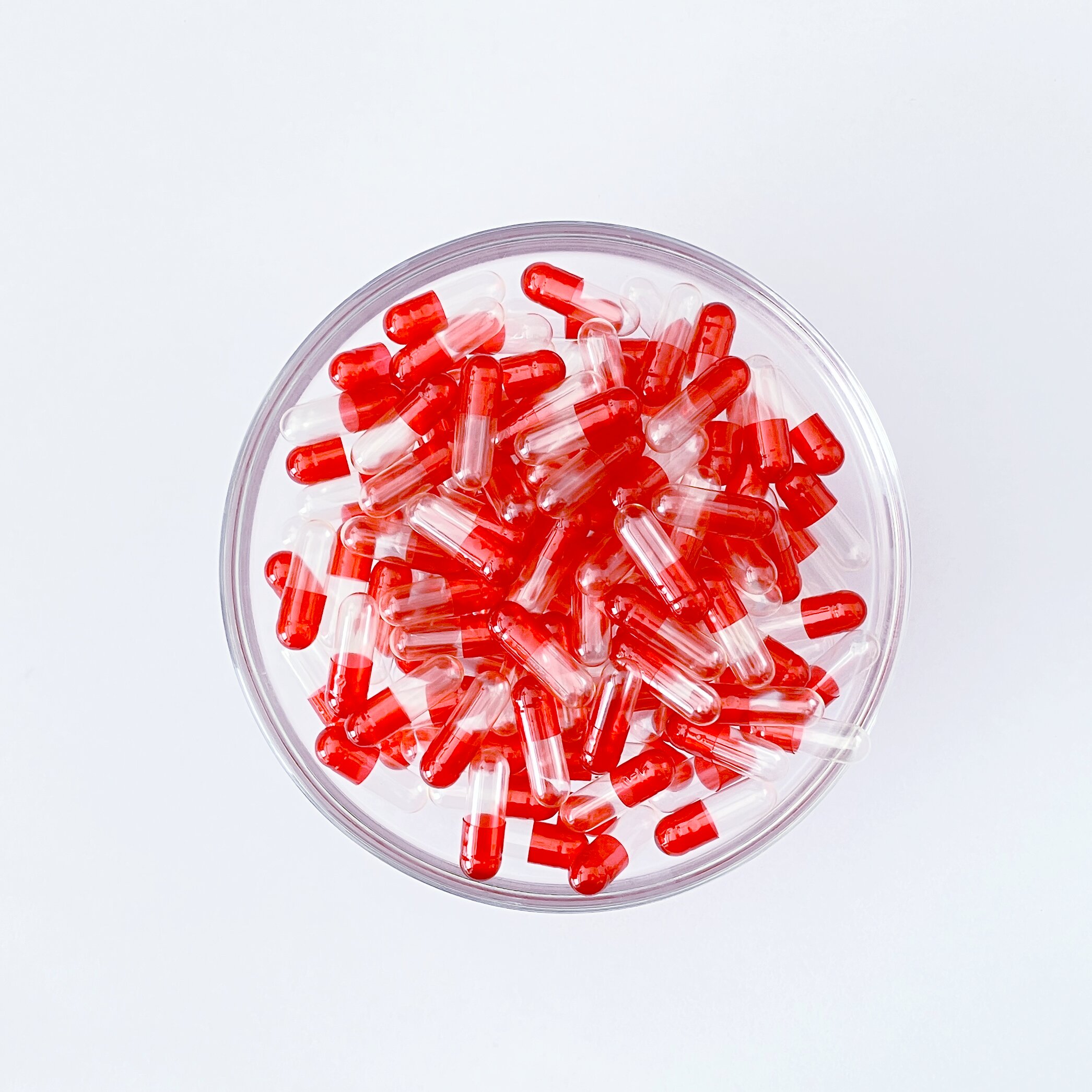 Size 1 Red transparent/Transparent Gelatin Empty Hard Capsule