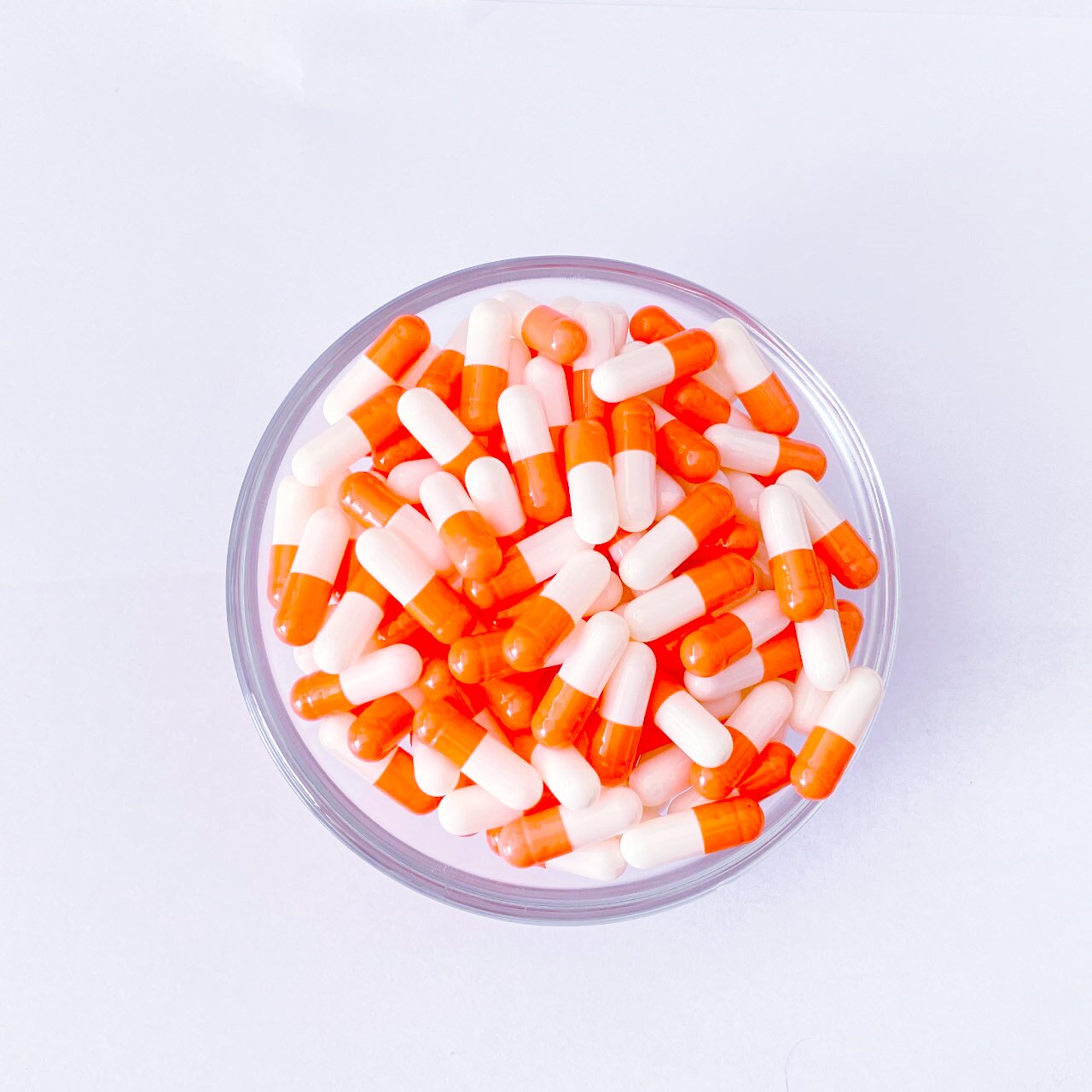 Size 1 Orange/White Gelatin Empty Hard Capsule