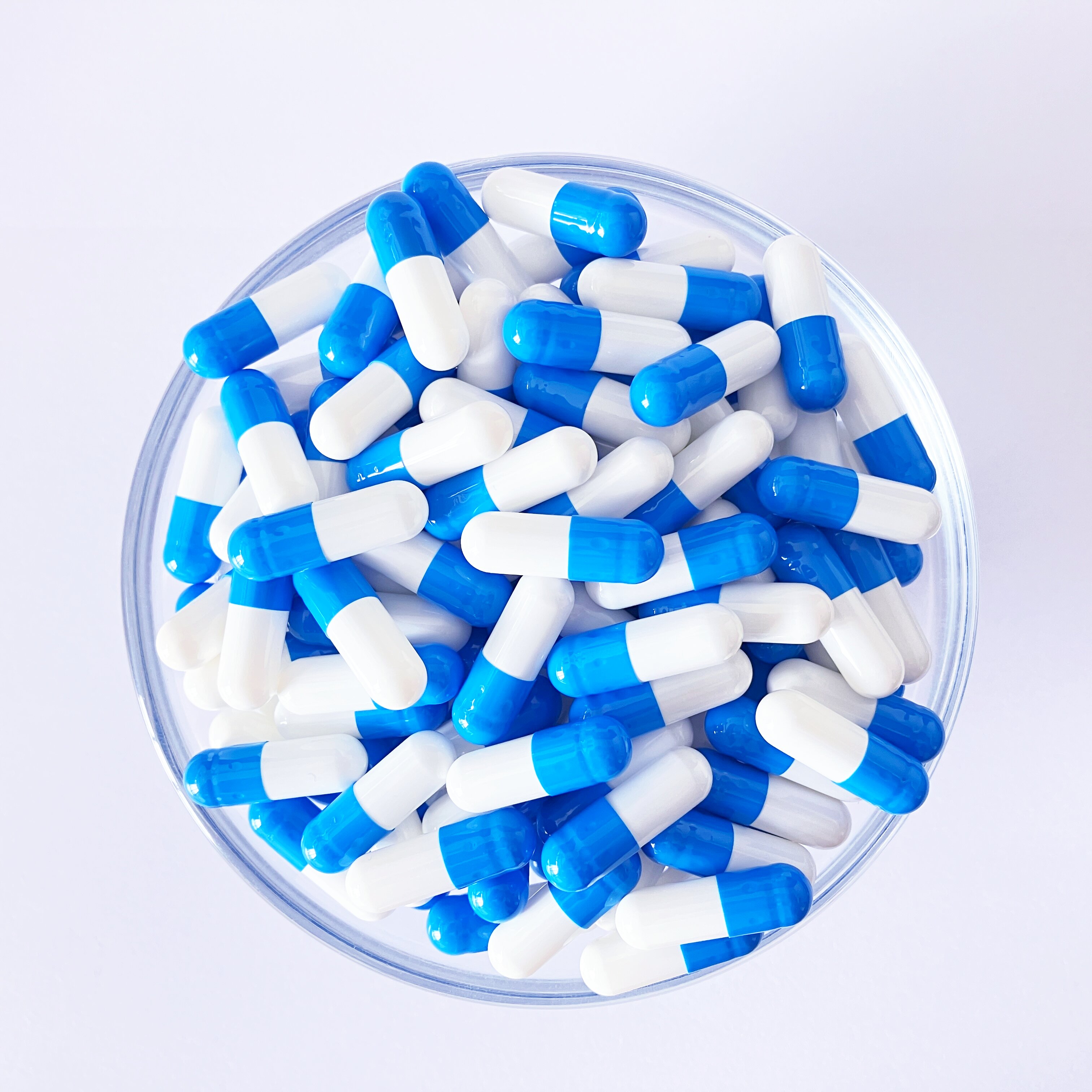 Size 0 Blue/White Gelatin Empty Hard Capsule